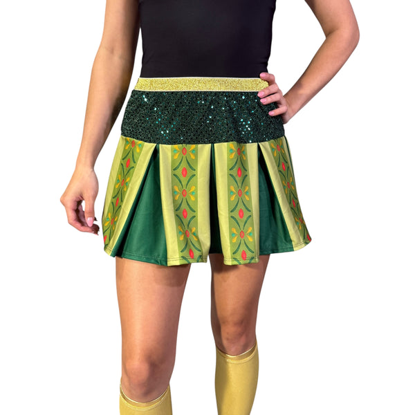 "Princess Anna" Inspired Running Green Pleated Sparkle Skirt - Rock City Skirts