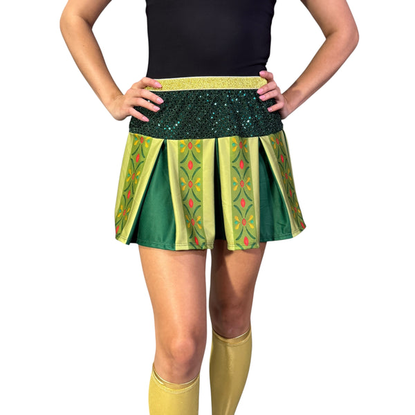 "Princess Anna" Inspired Running Green Pleated Sparkle Skirt - Rock City Skirts