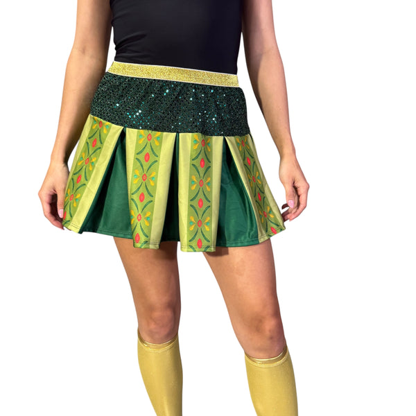"Princess Anna" Inspired Running Green Pleated Sparkle Skirt - Rock City Skirts