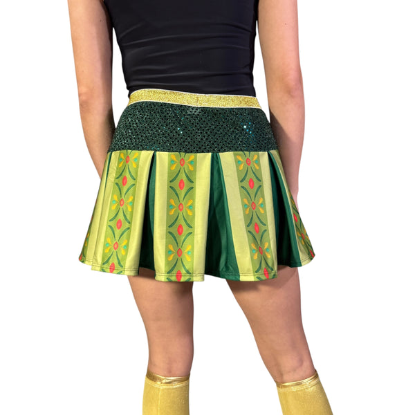 "Princess Anna" Inspired Running Green Pleated Sparkle Skirt - Rock City Skirts