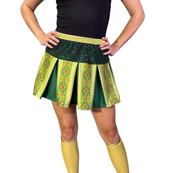 "Princess Anna" Inspired Running Green Pleated Sparkle Skirt - Rock City Skirts