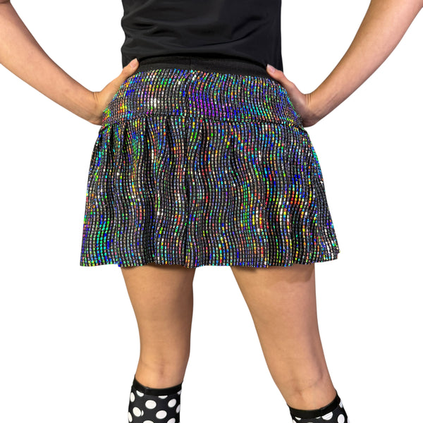 Holographic Black Sparkle Running Skirt | Parade Skirt | Sequin Party Running Tutu - Rock City Skirts
