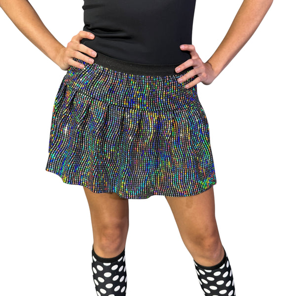 Holographic Black Sparkle Running Skirt | Parade Skirt | Sequin Party Running Tutu - Rock City Skirts