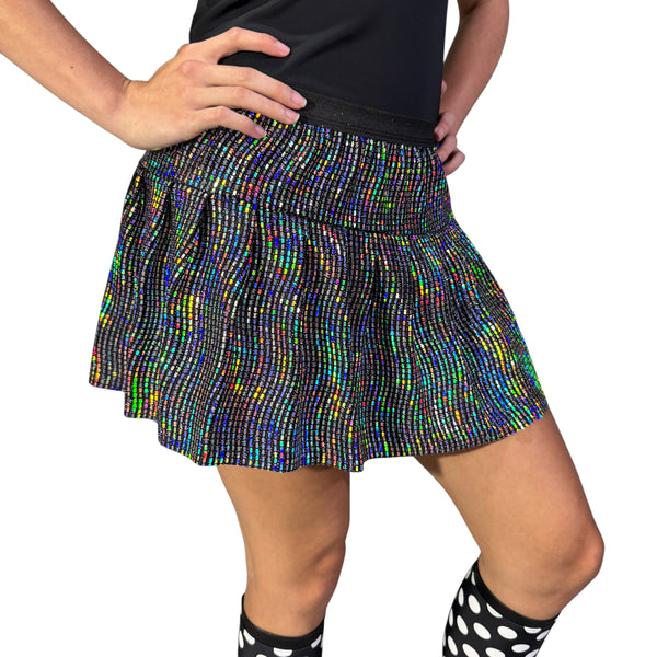 Holographic Black Sparkle Running Skirt | Parade Skirt | Sequin Party Running Tutu - Rock City Skirts