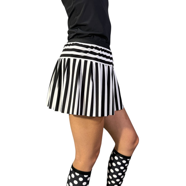 Black and White Striped Running Skirt – Costume Race Skirt for Halloween, Villains, and Beetle-Inspired Looks - Rock City Skirts