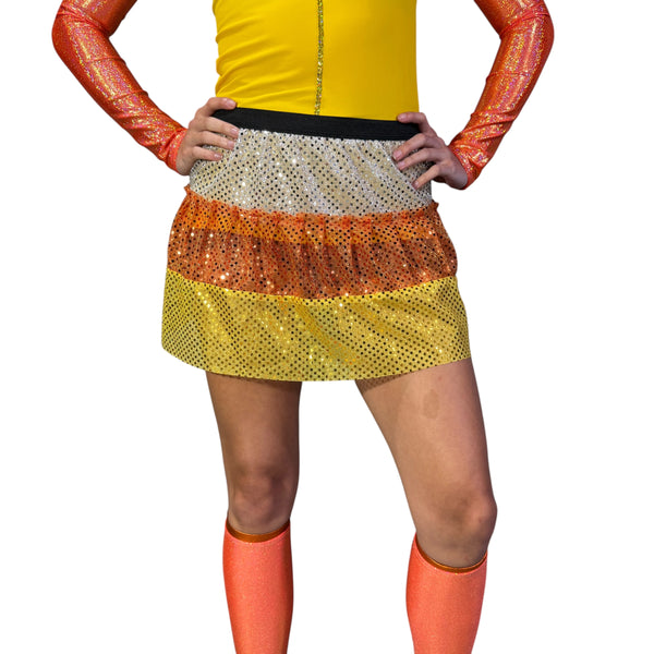 Children's Candy Corn Running Sparkle Skirt - Rock City Skirts