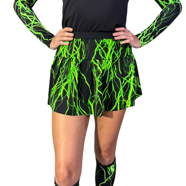 Neon Green Lightning Running Skirt - Rock City Skirts