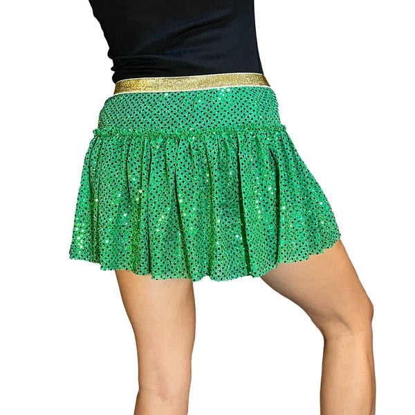 Kelly Green w/ Gold Waistband Costume Skirt | St Patrick's Day | Leprechaun Run - St Paddy's Day Running Skirt - Rock City Skirts