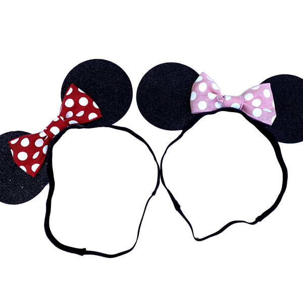 Mouse Inspired Ears Nonslip Headband With Bow in Red or Pink | Mrs Mouse - Rock City Skirts