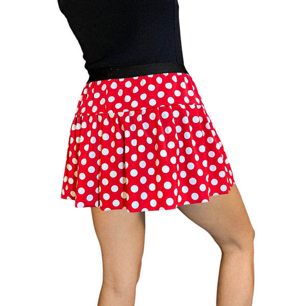 Red & White Polka Dot Spandex Minnie Running Skirt - Rock City Skirts