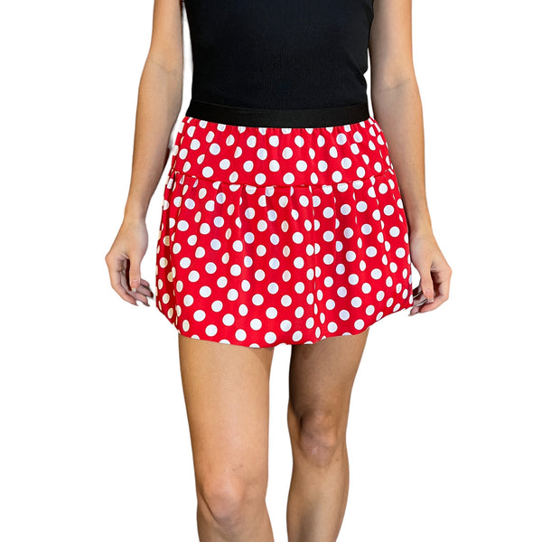Red & White Polka Dot Spandex Minnie Running Skirt - Rock City Skirts