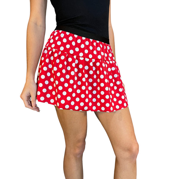 Red & White Polka Dot Spandex Minnie Running Skirt - Rock City Skirts