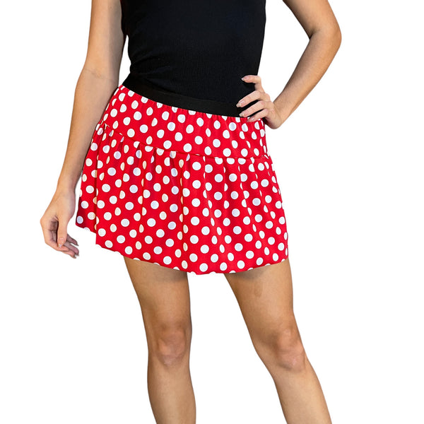 Red & White Polka Dot Spandex Minnie Running Skirt - Rock City Skirts