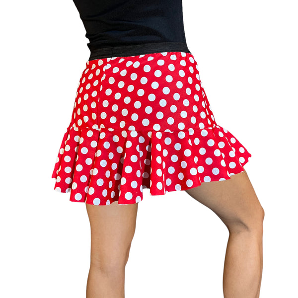 Red & White Polka Dot Spandex Minnie Running Trumpet Skirt - Rock City Skirts