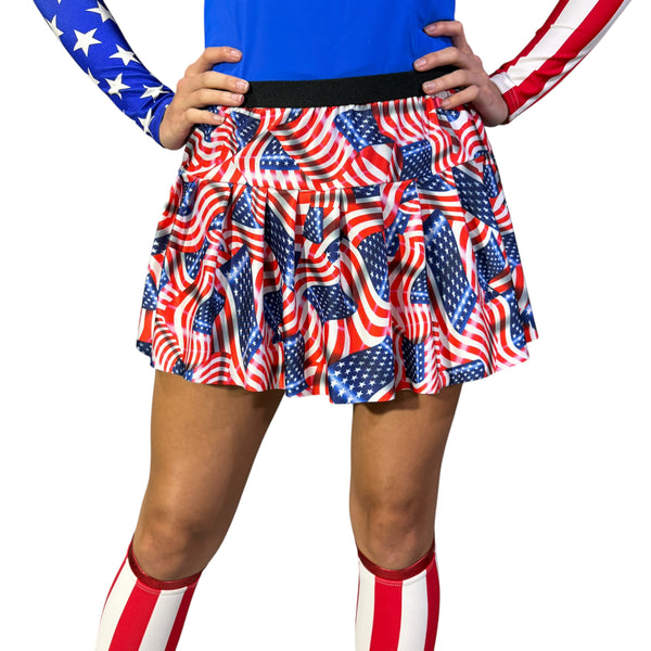 USA Flag Running Skirt – Patriotic Red, White & Blue Race Skirt - Rock City Skirts