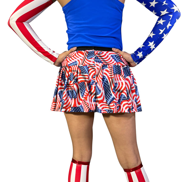USA Flag Running Skirt – Patriotic Red, White & Blue Race Skirt - Rock City Skirts