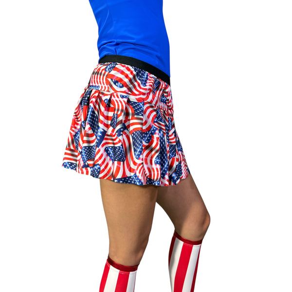 USA Flag Running Skirt – Patriotic Red, White & Blue Race Skirt - Rock City Skirts