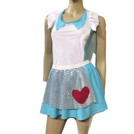 "Alice in Wonderland" Inspired Sparkle Skirt With Sparkle Apron - Rock City Skirts