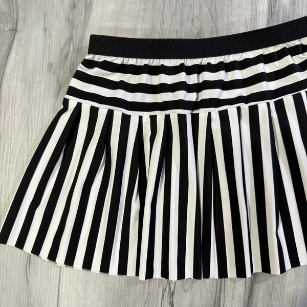 Black and White Striped Running Skirt – Costume Race Skirt for Halloween, Villains, and Beetle-Inspired Looks