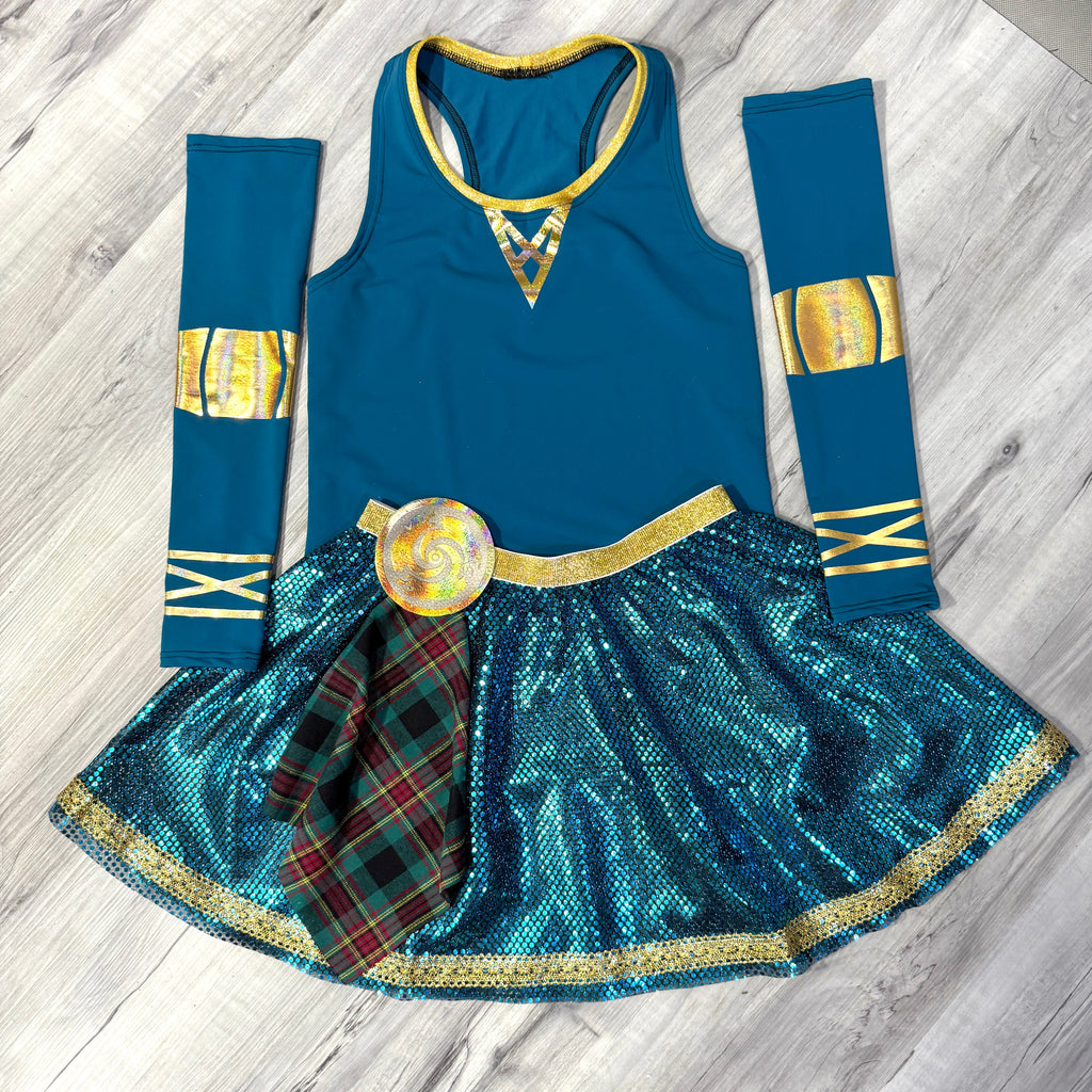 Merida Brave Scottish Princess Running Costume Large / Small / Yes Arm Sleeves Merida Brave Scottish Princess Running Costume Large / Small / Yes Arm Sleeves
