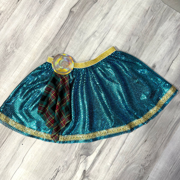 Merida Brave Scottish Princess Sparkle Running Skirt