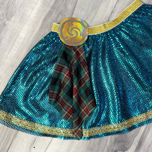 Merida Brave Scottish Princess Sparkle Running Skirt