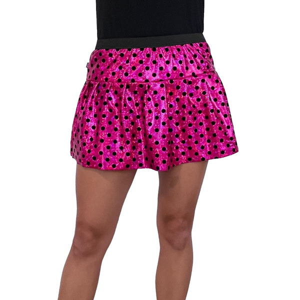 Pink Holographic Polka Dot Mrs Minnie Mouse  Running Skirt - Rock City Skirts