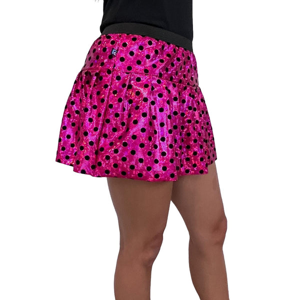 Pink Holographic Polka Dot Mrs Minnie Mouse  Running Skirt - Rock City Skirts