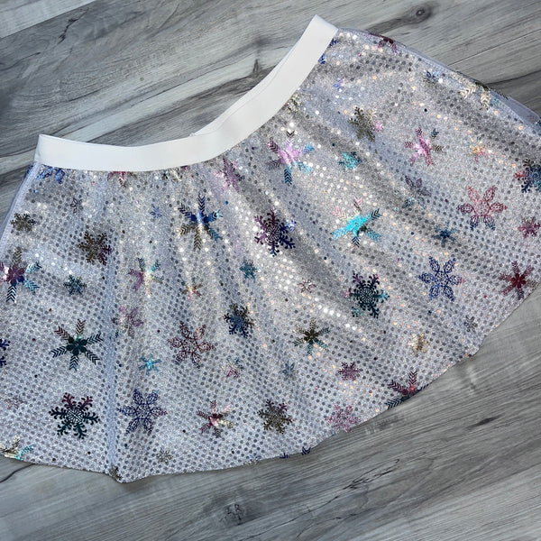 Snow Queen Running Skirt | Metallic Rainbow Snowflake Skirt - Rock City Skirts