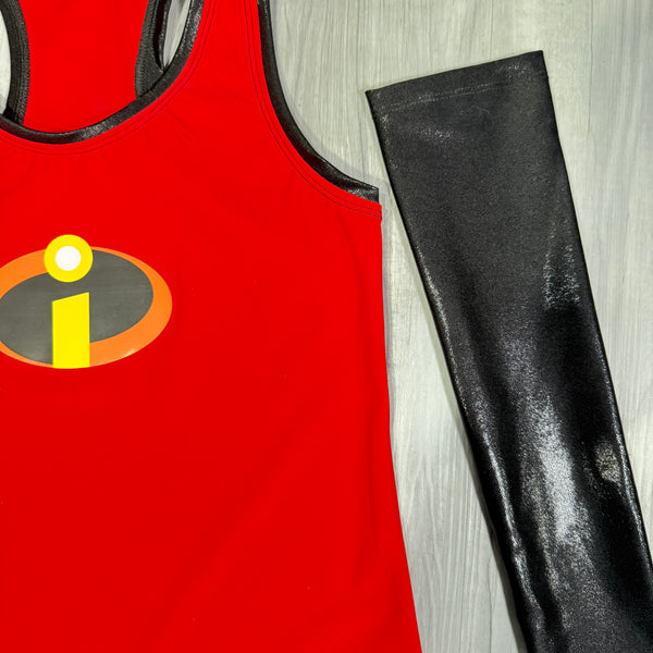 Disney Incredibles Themed Woman's Inspired Running Costume Racerback or Tee Shirt and Skirt