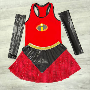 Disney Incredibles Themed Woman's Inspired Running Costume Racerback or Tee Shirt and Skirt