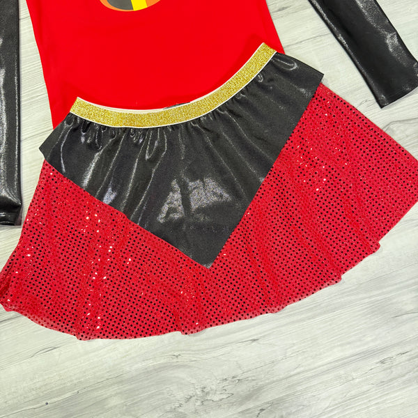 Disney Incredibles Themed Woman's Inspired Running Costume Racerback or Tee Shirt and Skirt