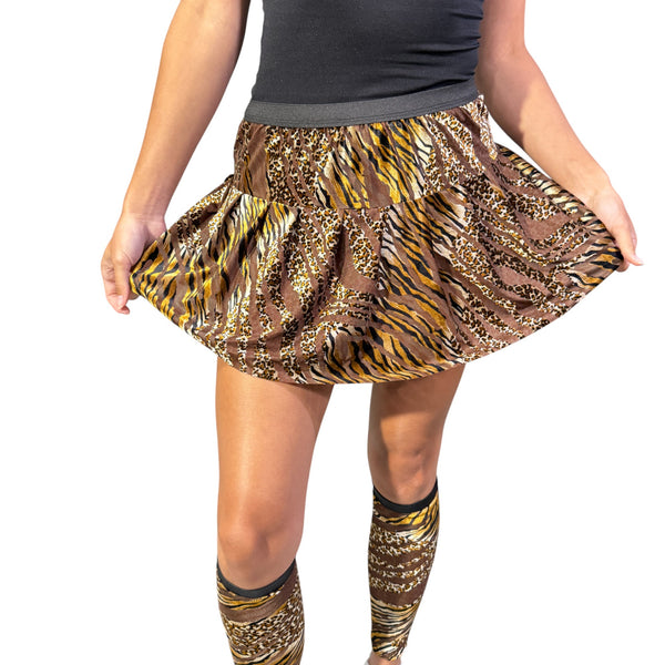 Bengal Tiger Animal Skirt for Running or Costumes - Velvet Jungle Outfit - Rock City Skirts
