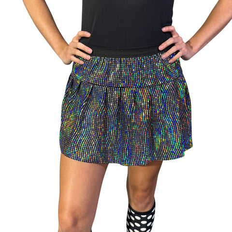 Holographic Black Sparkle Running Skirt | Parade Skirt | Sequin Party Running Tutu