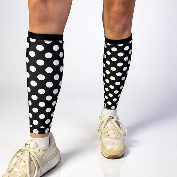 Black and White Polka Dot Compression Calf Leg Sleeves