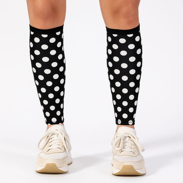 Black and White Polka Dot Compression Calf Leg Sleeves