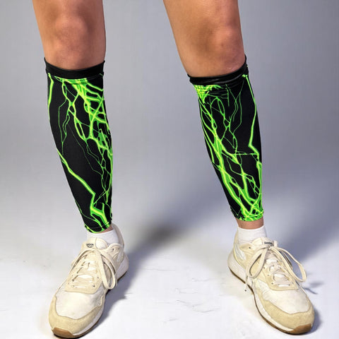 Green Lightning Compression Calf Leg Sleeves