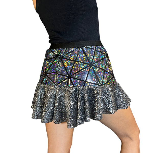 Holographic Epcot Trumpet-Style Running Skirt | Ruffle Costume or Outfit - Rock City Skirts