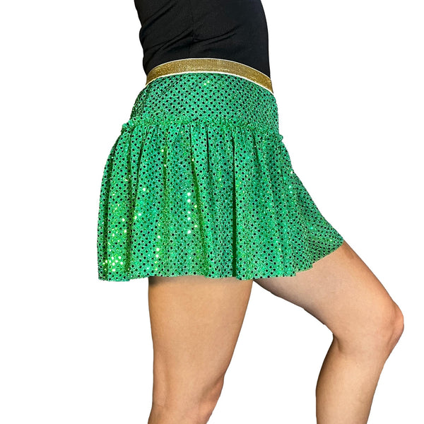 Kelly Green w/ Gold Waistband Costume Skirt | St Patrick's Day | Leprechaun Run - St Paddy's Day Running Skirt - Rock City Skirts