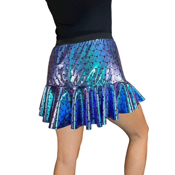 Holographic Mermaid Scale Running Trumpet Skirt - Rock City Skirts