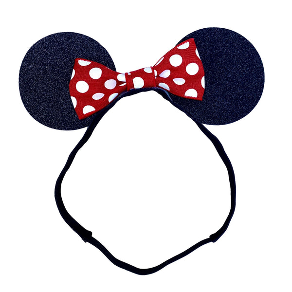 Mouse Inspired Ears Nonslip Headband With Bow in Red or Pink | Mrs Mouse
