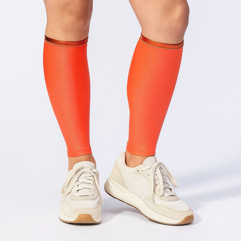 Orange Sparkle Compression Calf Sleeves