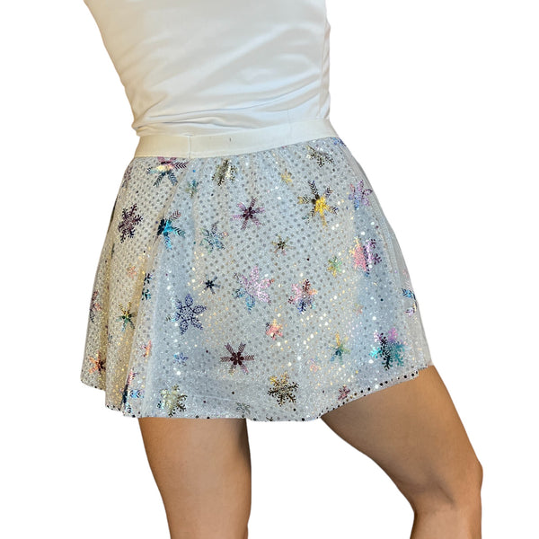 Snow Queen Running Skirt | Metallic Rainbow Snowflake Skirt - Rock City Skirts