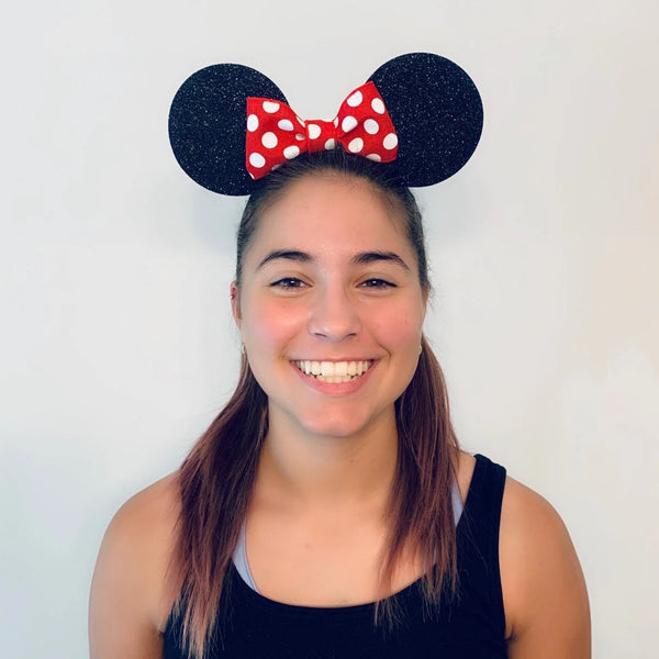 Mouse Inspired Ears Nonslip Headband With Bow in Red or Pink | Mrs Mouse - Rock City Skirts