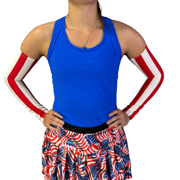 Red and White Striped Arm Sleeves – Patriotic Compression Sleeves