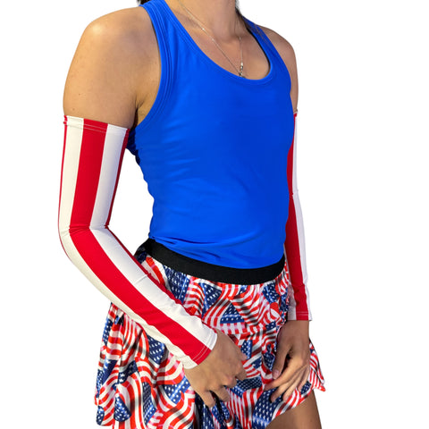 Red and White Striped Arm Sleeves – Patriotic Compression Sleeves