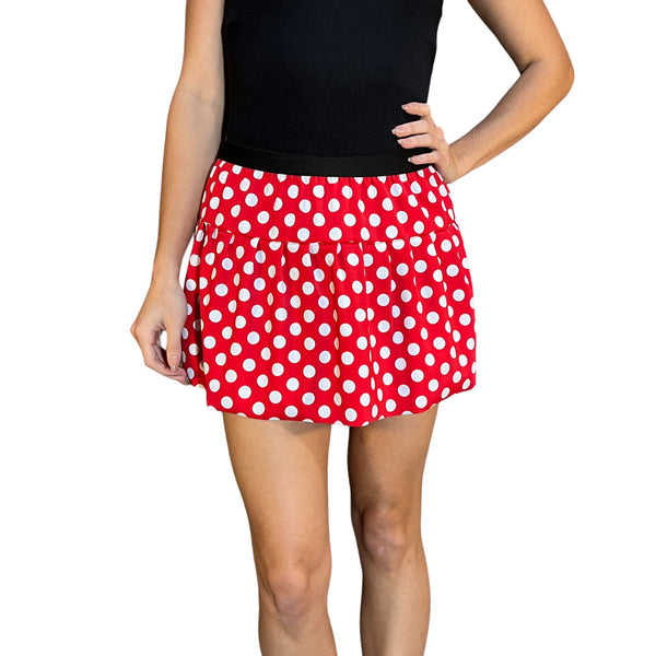Red & White Polka Dot Spandex Minnie Running Skirt - Rock City Skirts