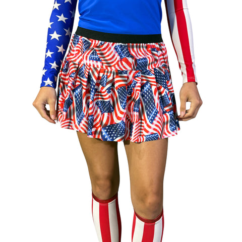 USA Flag Running Skirt – Patriotic Red, White & Blue Race Skirt