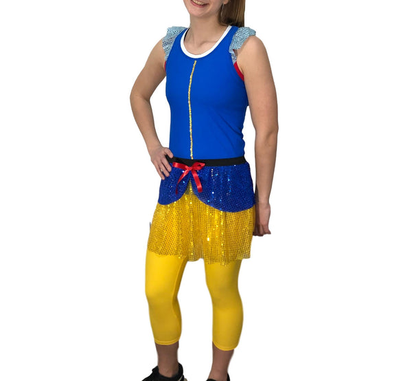 "Snow White" Inspired Costume (with Ruffle Sleeve Racer back) - Rock City Skirts