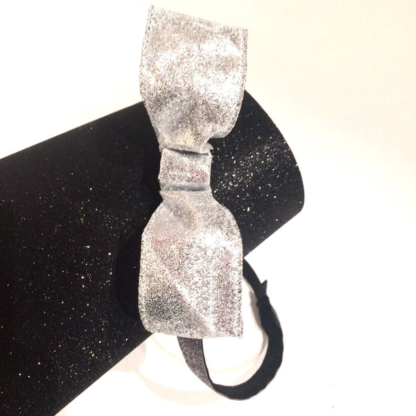 Silver Sparkle Bow Non-Slip Headband - Rock City Skirts